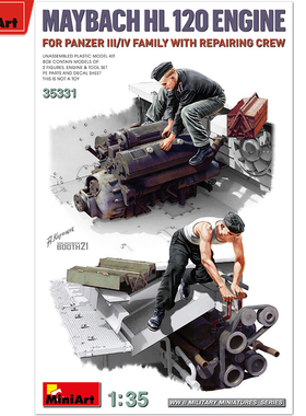 MiniArt 1/35 迈巴赫HL120发动机带维修人员 35331 拼装模型