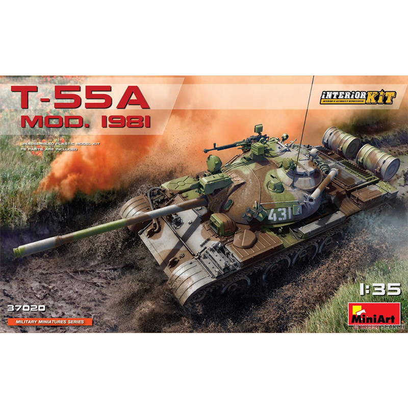 Miniart 1/35 T-55A 1981年型坦克 带内构 拼装模型 37020