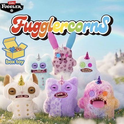 Fuggler官方正版萌牙怪兽独角丑萌兽毛绒玩偶丑萌搞怪潮玩公仔