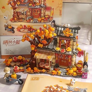 积木玩具女生节日礼物摆件 晒秋小屋迷你颗粒益智拼装 LOZ 俐智新品