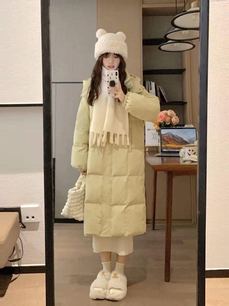 冬季新款羽绒棉服女加厚棉衣修身长款棉袄宽松保暖羽绒过膝外套女