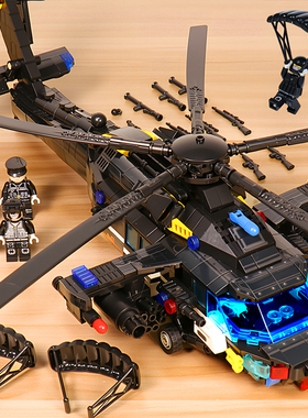 2025新款积木军事Z20武装战斗直升机小颗粒积木拼搭男孩生日礼物