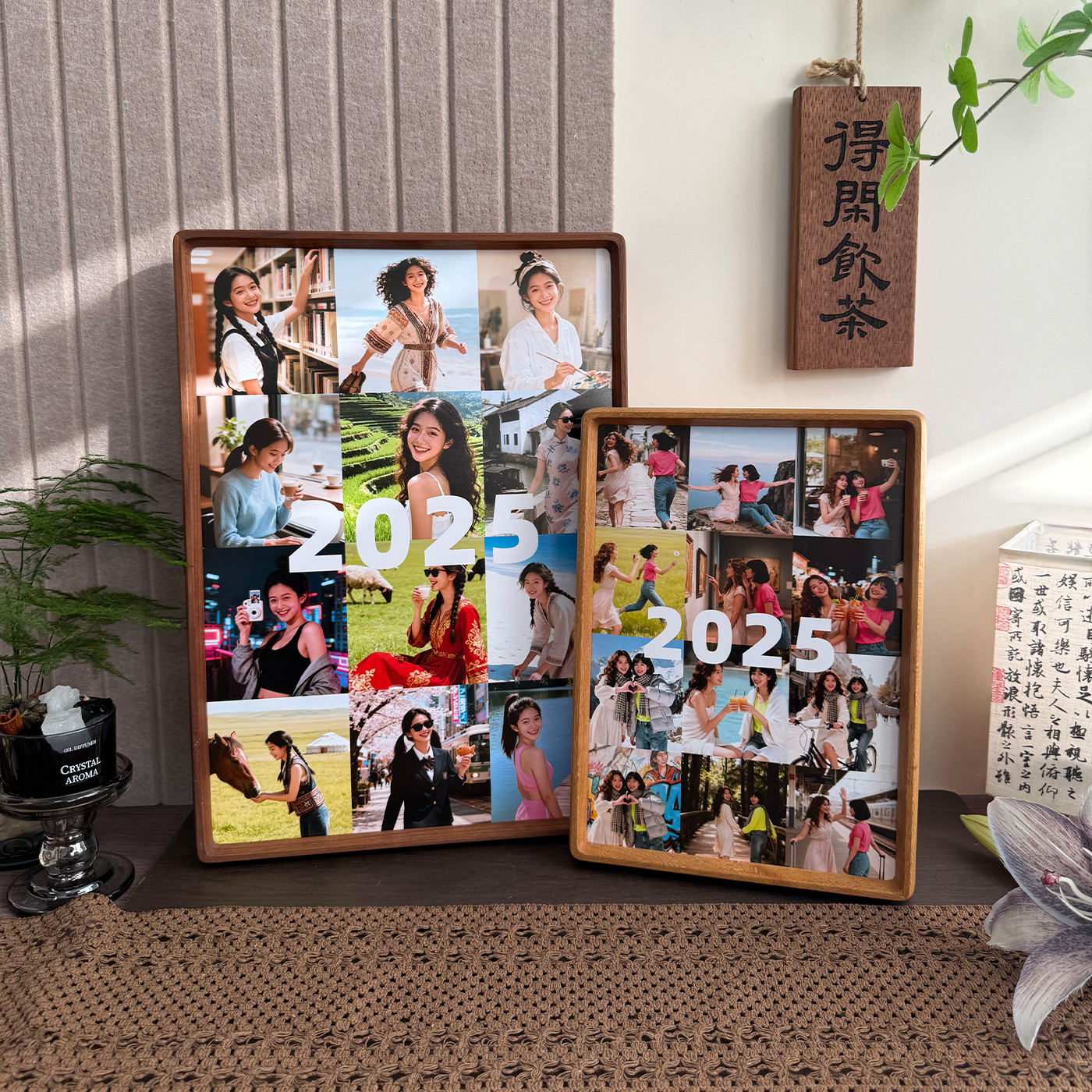 洗照片做成相框定制diy高级感摆台实木装裱框挂墙一周岁纪念礼物