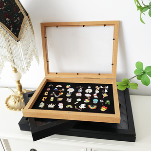 徽章收纳盒奖章吧唧迪士尼勋章防尘透明玻璃胸针奖牌展示框