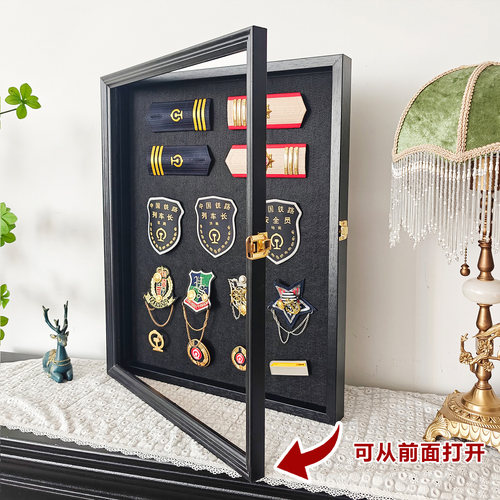 毛毡板徽章勋章展示板收纳板电表箱遮挡板实木相框带防尘