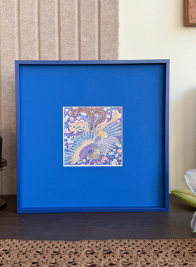 蓝色铝合金画框卡纸装裱装饰蓝色相框空框简约窄边金属框画框定制