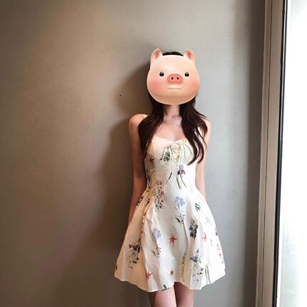 时尚性感短裙子女夏季新款修身显瘦收腰系带纯棉碎花吊带连衣裙子