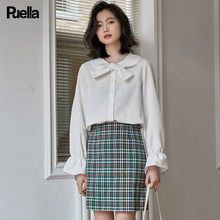 拉夏贝尔Puella法式复古娃娃领衬衫女长袖上衣时尚洋气蝴蝶结衬衣