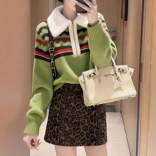 拉夏贝尔Puella2026年新款撞色懒惰风开衫软糯百搭针织衫上衣