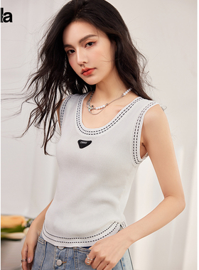 拉夏贝尔Puella背心女设计感小众夏季外穿吊带内搭针织上衣T恤女