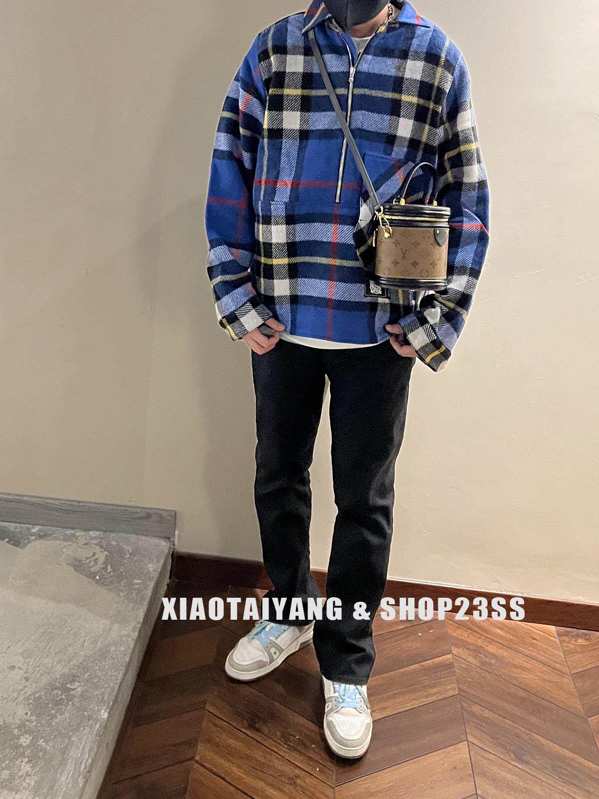 SUNTEEZA 차오밸류 복지모델 WE11DONE 퓨어 울 셔츠 블루|레드 체크 자켓