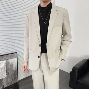 秋季高级感西装外套男轻熟风长袖休闲西服男士痞帅单西潮流上衣服