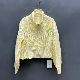 立领亚麻风蕾丝刺绣短外套女款 时尚 N6037 新款 欧洲站2026春季