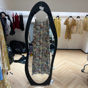 欧洲站2026春季 时尚 度假风蚕丝碎花吊带连衣裙女款 欧货1596 新款