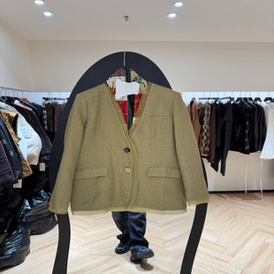 欧洲站2026春季新款时尚V领简约风假两件西装外套女款欧货91533