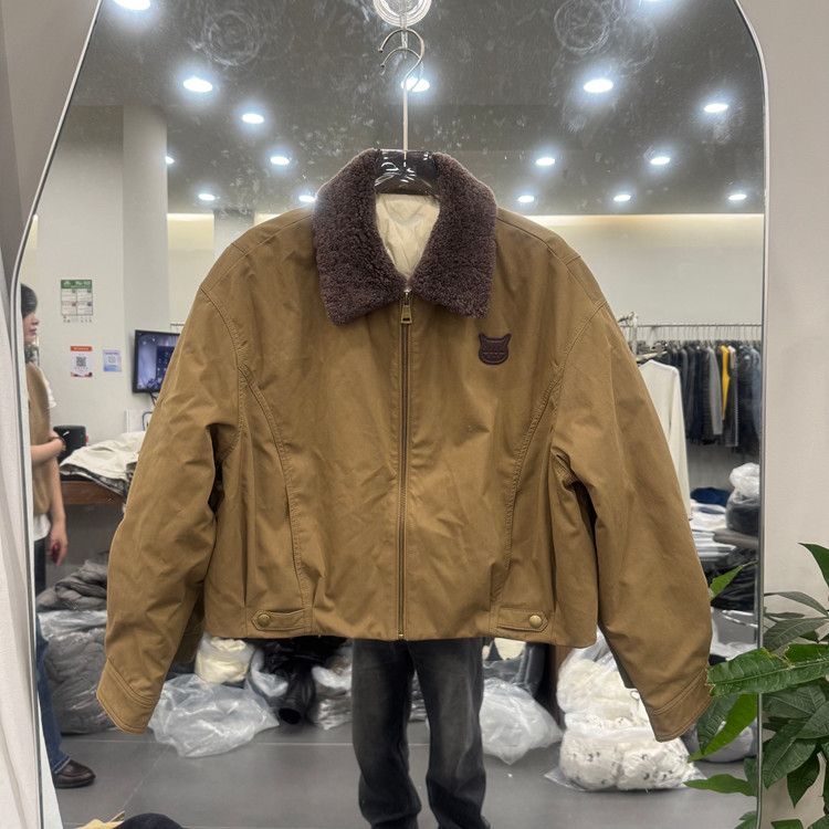 欧洲站翻毛领羊皮毛一体鹅绒外套