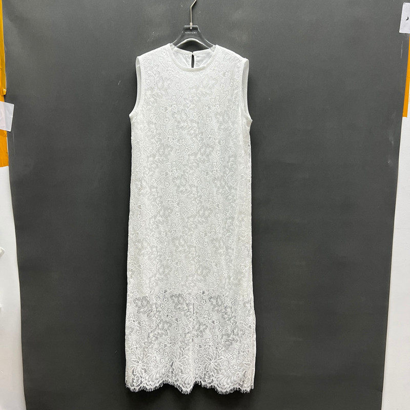 欧洲站2026早夏新款时尚圆领气质蕾丝无袖连衣裙女款欧货5620