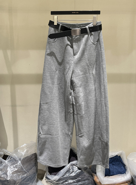 欧洲站2025秋季新款时尚高腰配腰带宽松阔腿休闲裤女款欧货89037