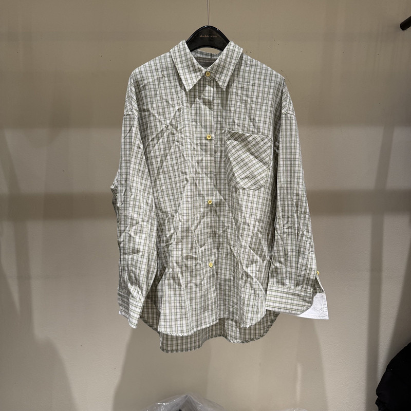 欧洲站2026春季新款时尚翻领格纹宽松百搭长袖衬衫女款欧货