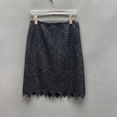 欧洲站高腰纯棉流苏蕾丝半身裙