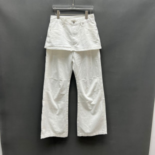 女款 欧洲站2026春季 高腰纯色简约风假两件屁帘休闲裤 时尚 欧货 新款