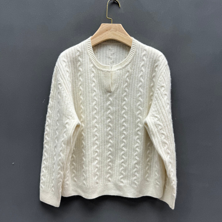 欧洲站2025冬季V领羊绒针织衫女