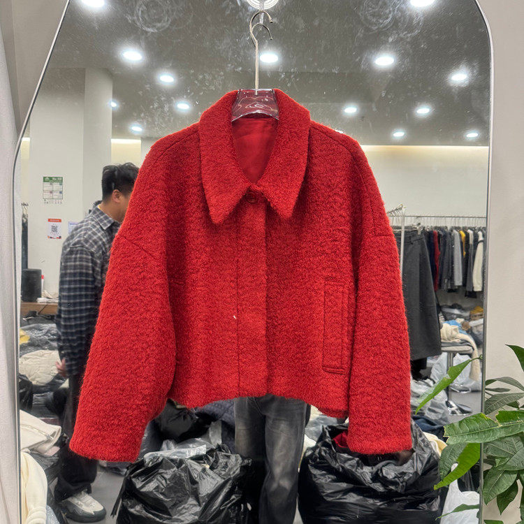 欧洲站2025冬季新款时尚翻领纯色简约宽松羊毛毛呢外套女款欧货,女装/女士精品,毛呢外套,淘宝优惠券,粉丝福利购,淘宝优惠卷