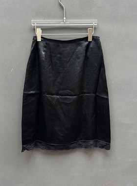 欧洲站2025秋季新款时尚高腰显瘦下摆拼接蕾丝半身裙女欧货59393