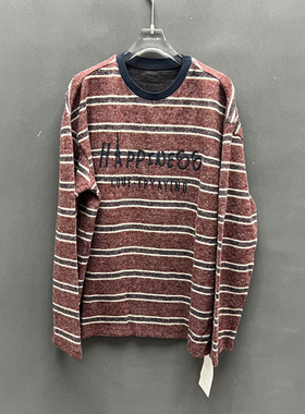 欧洲站2025冬季新款时尚圆领长袖条纹羊毛针织衫女款欧货251158