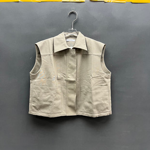 宽松百搭马甲女款 欧洲站2026春季 风无袖 翻领工装 上衣欧货8100 新款