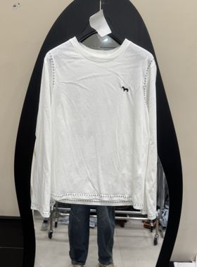 欧洲站2025冬新款时尚圆领长袖宽松百搭卡通刺绣打底衫上衣57567