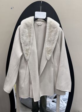 欧洲站2025冬季新款时尚翻领长袖单排扣宽松毛呢外套女欧货15364