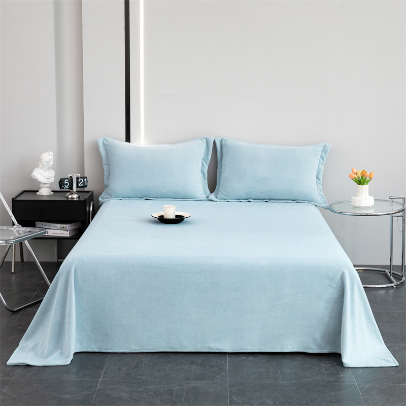 A类冬季纯色加厚牛奶绒床单单件定做订制珊瑚绒被单榻榻米床3件套