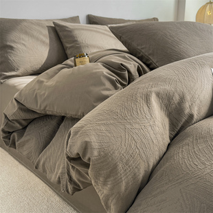 全棉厚织三层纱被套单件纯棉色织提花被罩180x200cm三四件套定制4