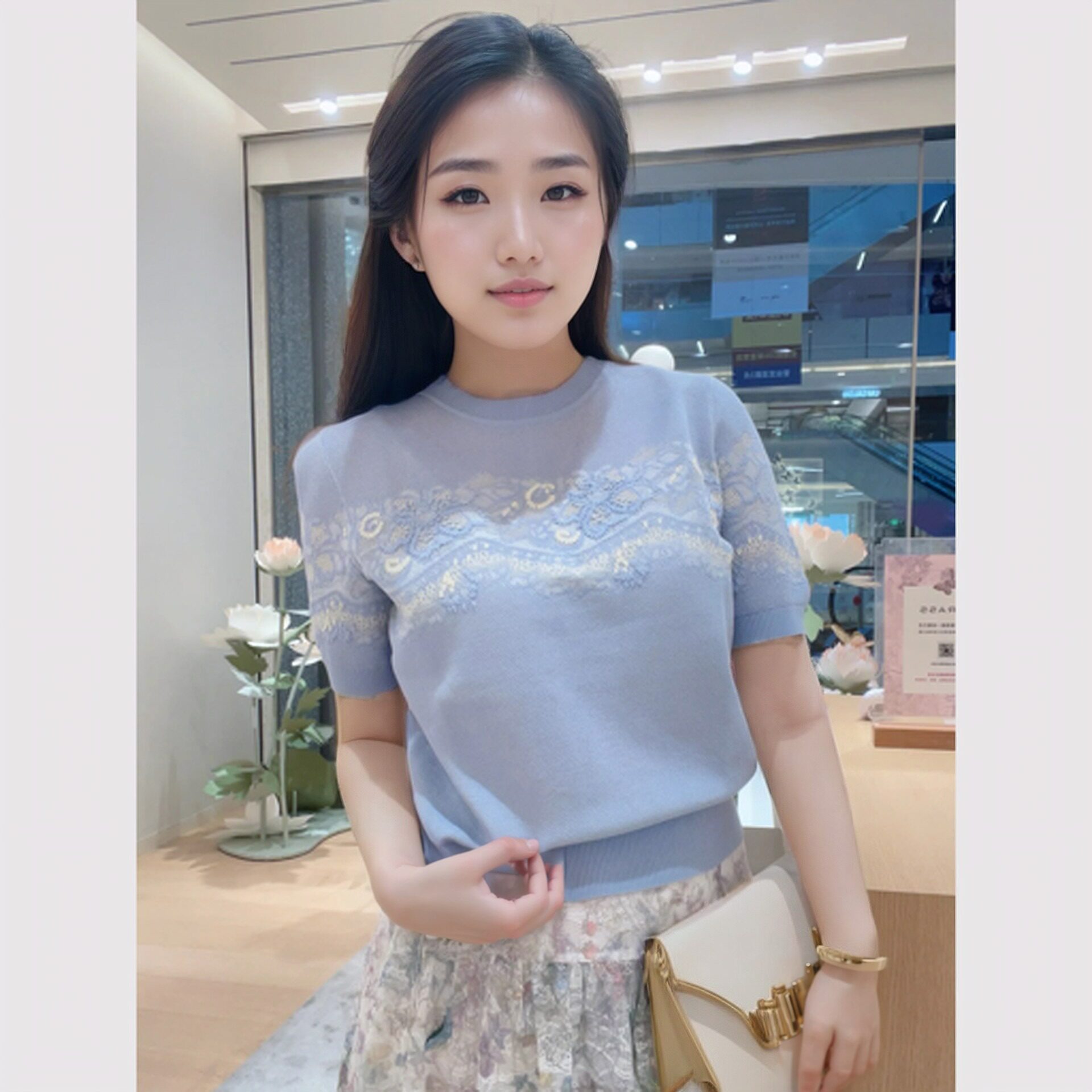商城上新25夏蓝色针织衫