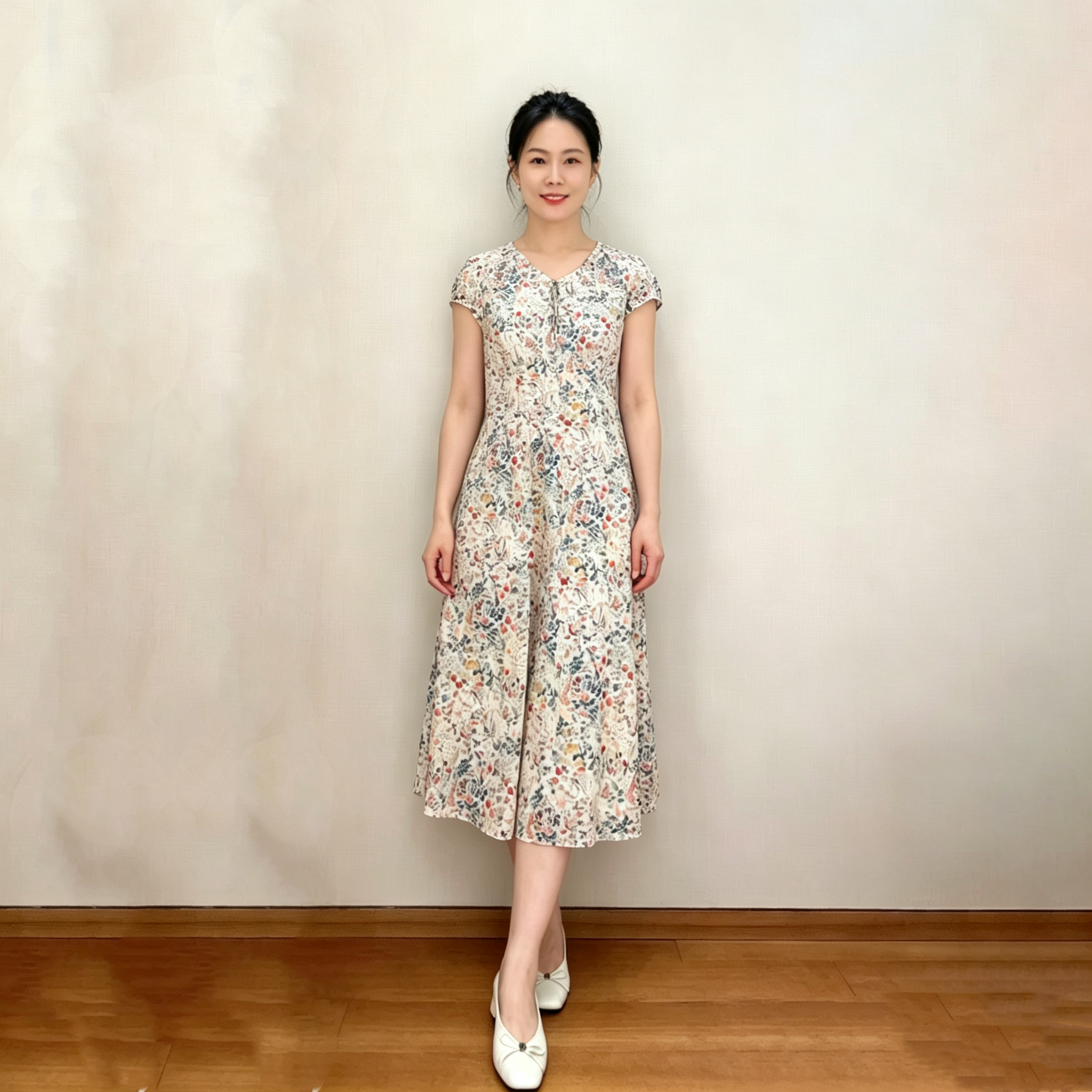 特莱维格娜丝 2026夏 显瘦花色短袖女汉族中式印花连衣裙
