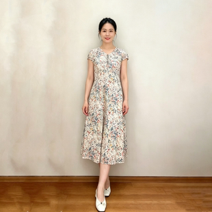 特莱维格娜丝 2026夏 显瘦花色短袖女汉族中式印花连衣裙