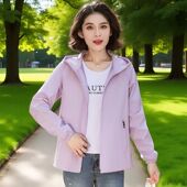 宽松休闲薄款 春秋冲锋衣短款 外套时尚 情侣户外男女连帽夹克