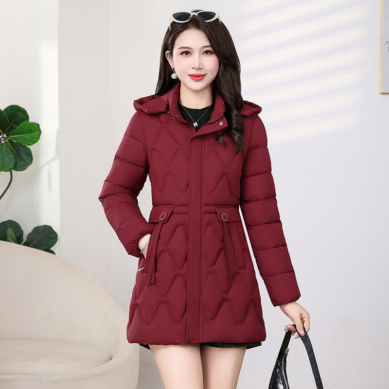 妈妈棉衣女中长款冬季新款时尚修身棉服中老年加厚保暖洋气棉袄