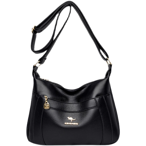 Кенгуру, кожаная вместительная и большая сумка на одно плечо для матери, из натуральной кожи