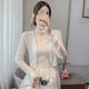 新款 珍珠边蕾丝长袖 小披肩外搭开衫 短款 雪纺上衣 防晒衣薄纱女夏季
