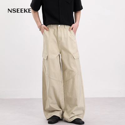 NSEEKE潮牌拼接工装裤男新款