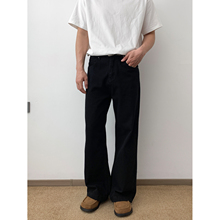 NSEEKE秋冬新款高级黑色牛仔裤男款阔腿复古直基础长裤子宽松潮牌