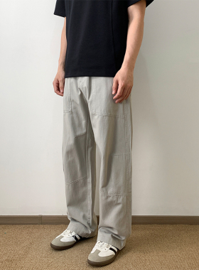 NSEEKE春夏季美式莱赛尔天丝休闲裤男款宽松直筒垂感阔腿长裤子潮