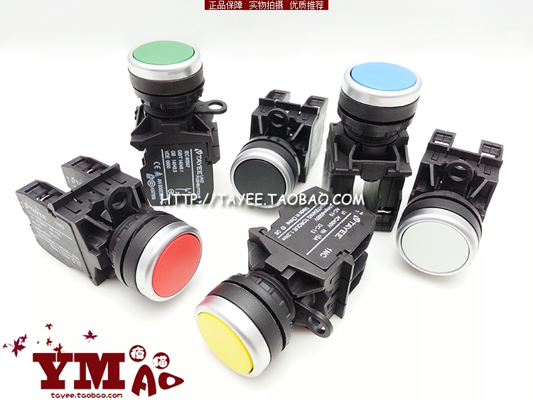 tayee上海天逸22mm平头自锁按钮开关LA42PS-11带锁交替按键防水