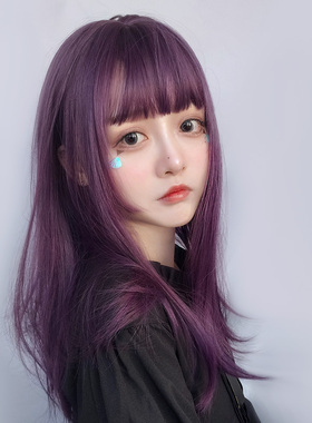 灰紫色假发y2k女演唱会雾霾紫葡萄紫甜酷涩谷千禧辣妹长发头发cos