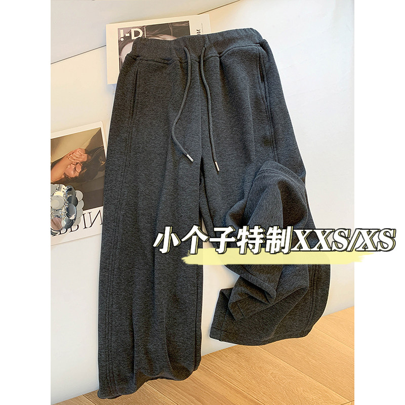 150小个子松紧腰抽绳休闲毛呢阔腿裤女秋冬宽松显瘦加绒弯刀长裤,女装/女士精品,休闲裤,淘宝优惠券,粉丝福利购,淘宝优惠卷