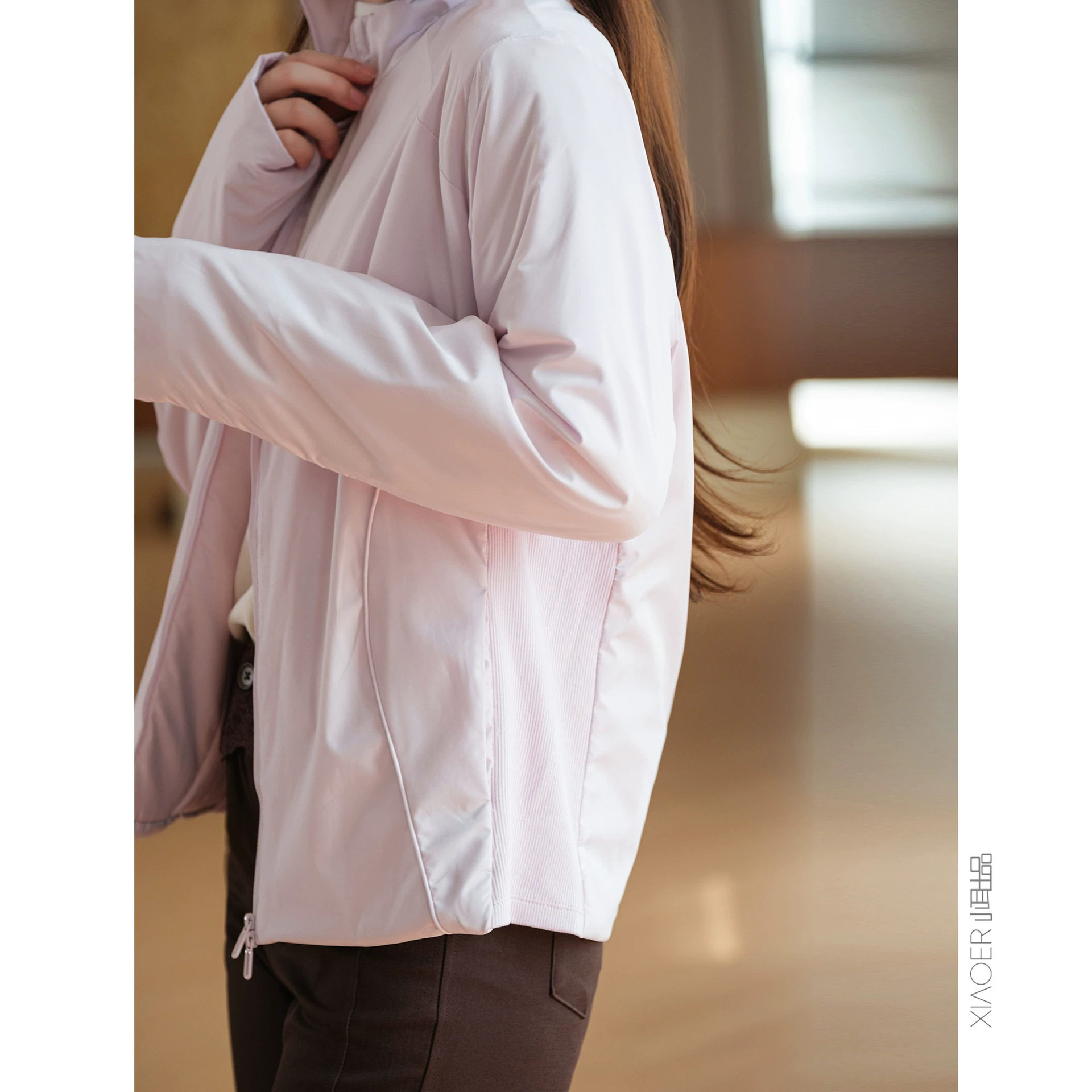 100%羊毛修身冲锋外套气绒服女秋冬高弹力棉衣保暖瑜伽户外跑步服