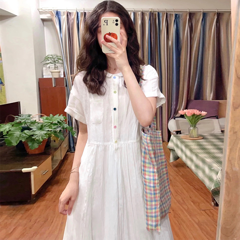 懒风小翻领短高级设计感慵连衣裙