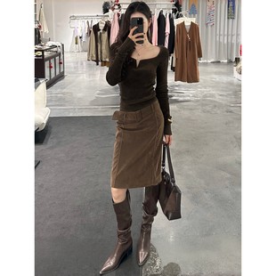 半身裙套装 独特漂亮冬装 一整套韩系高级感纯欲御姐气质内搭针织衫